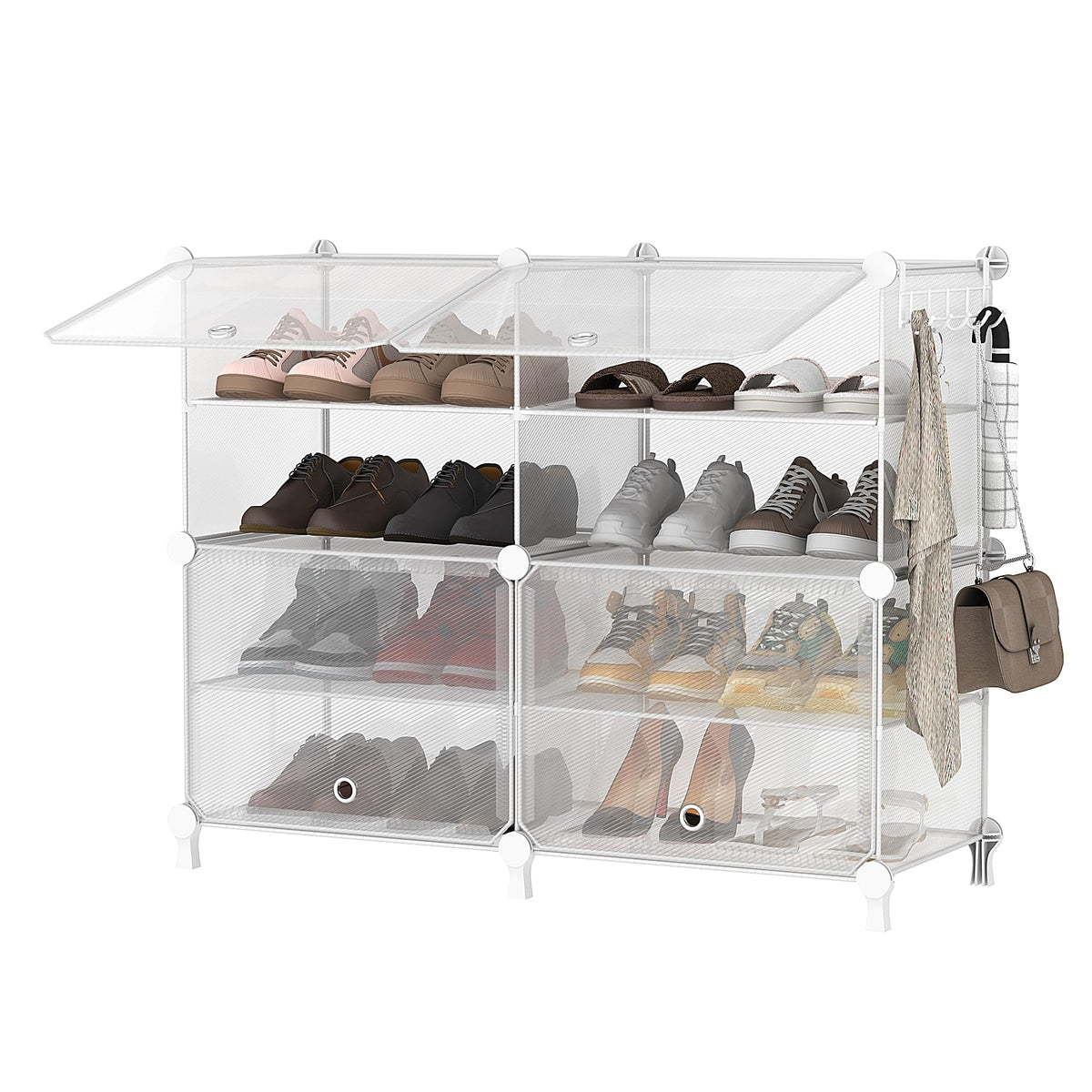 Awtatos Shoe Rack, 4 Tier Shoe Storage Cabinet With Door, 16 Pair Shoe Organizer Shelves For Closet Hallway Bedroom Entryway, Tr