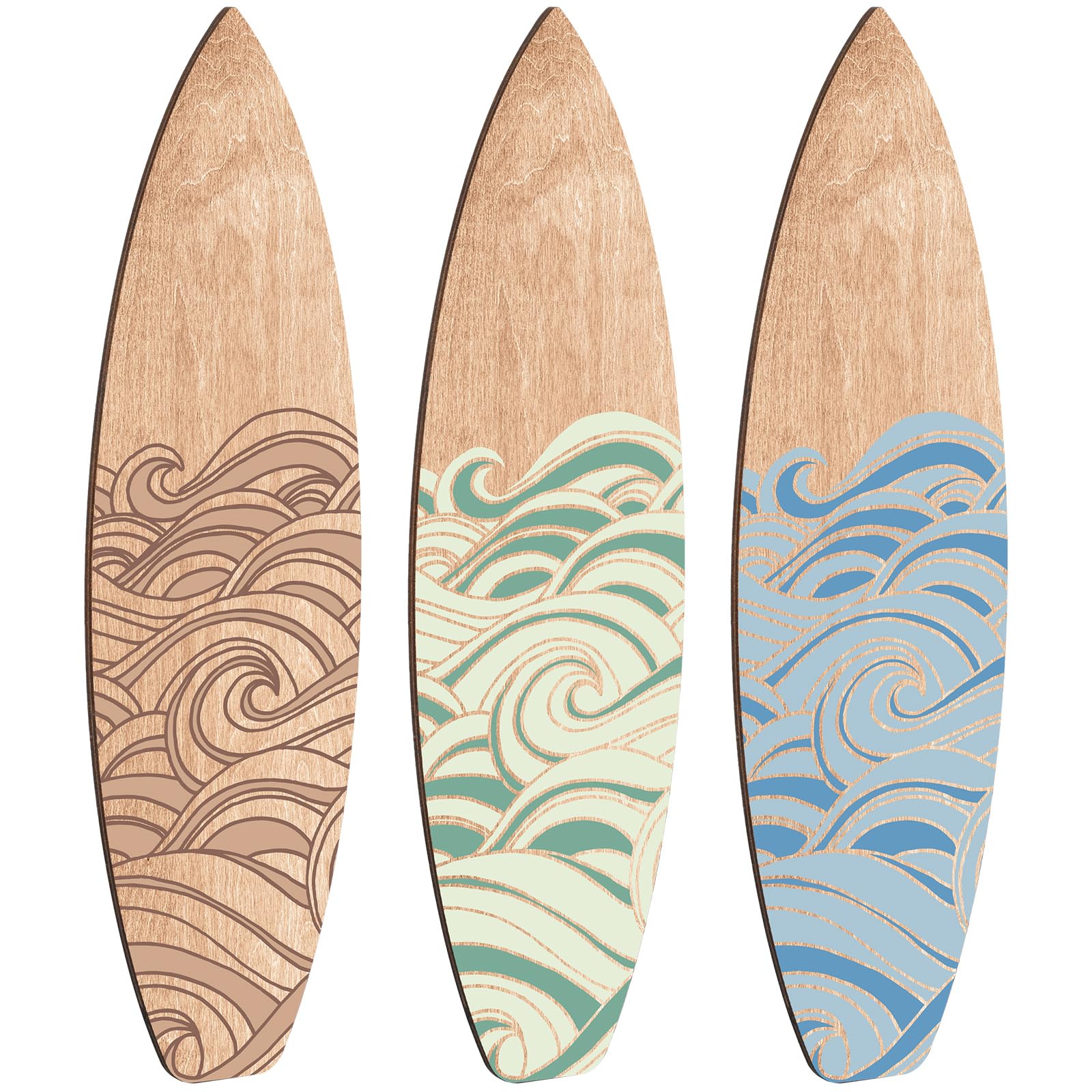 RattanView 3 Pieces Surfboard Wooden Beach Decor for Bedroom Surfboard Wall Decor Summer Surfboard Decor Wood Surfboard Wall Han