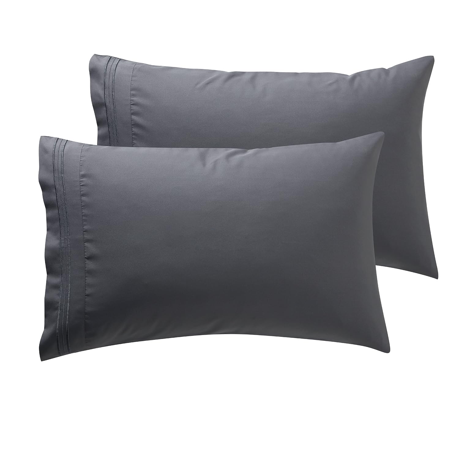 Nestl Grey King Pillow Cases 2 - Soft King Size Pillow Case, 1800 Brushed Microfiber Pillowcases, Envelope Closure Pillowcase, K