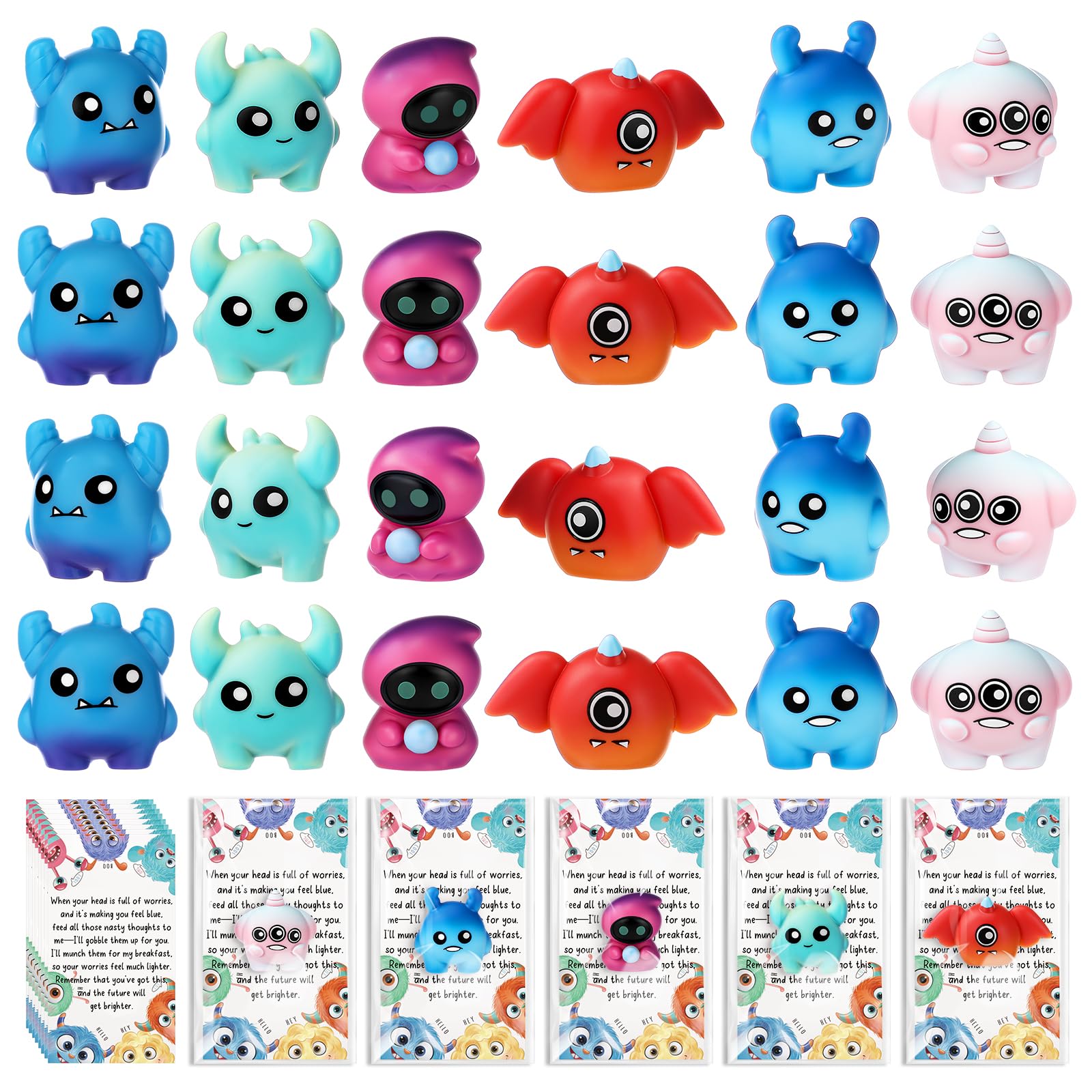 Weysat 48 Set Employee Appreciation Monster Gift for Coworker Social Workers Graduation Teacher Nurse Resin Emotional Monster wi