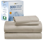 California Design Den Luxury Queen Sheet Set - 800 Thread Count, 100% Cotton Sateen For Queen Size Bed - Bedding Set With Deep Pockets, Cooling & Softer Than Egyptian Cotton Bedsheets (Beige)