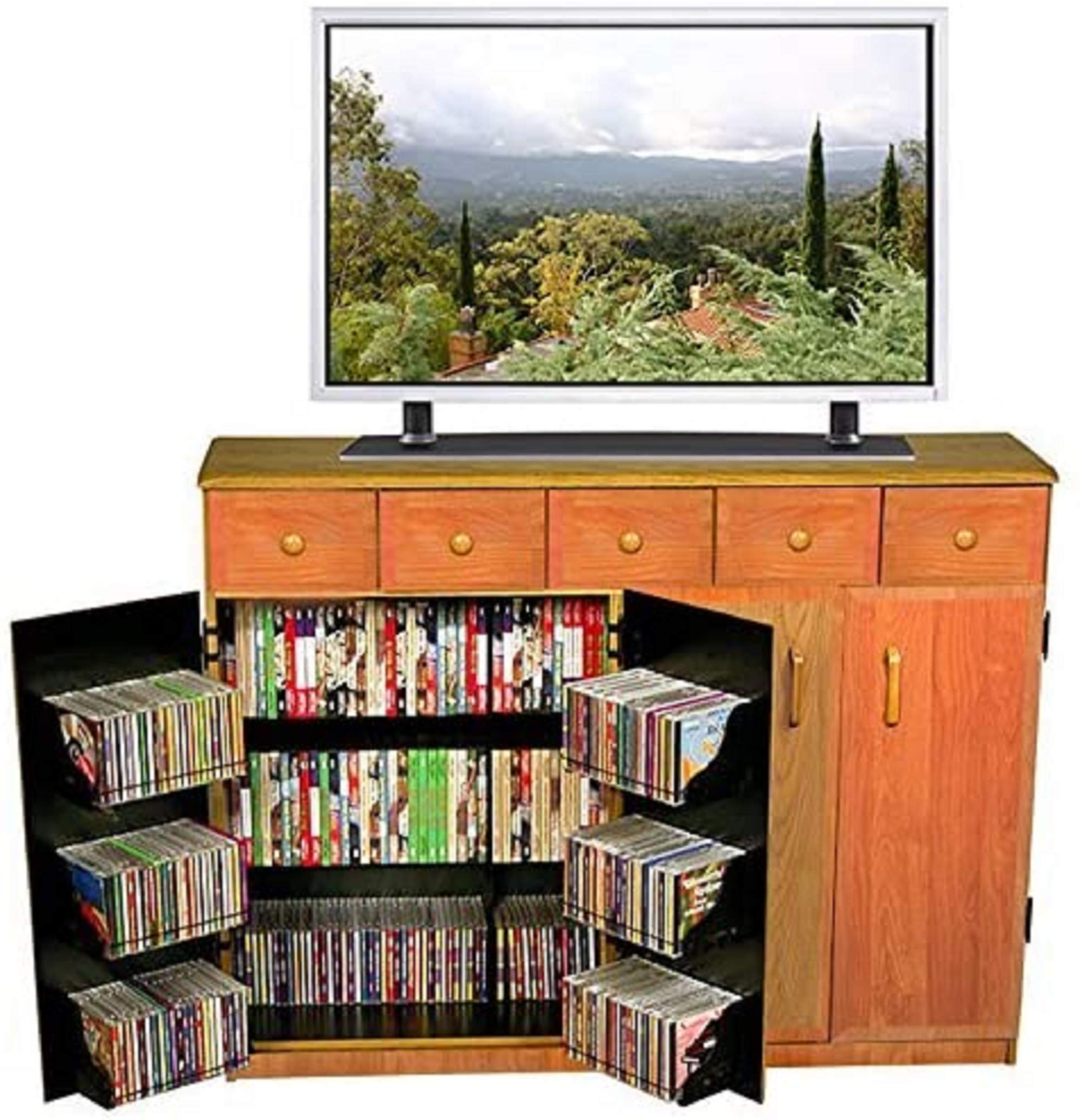 Venture Horizon Media Cabinet With Drawers (Oak)