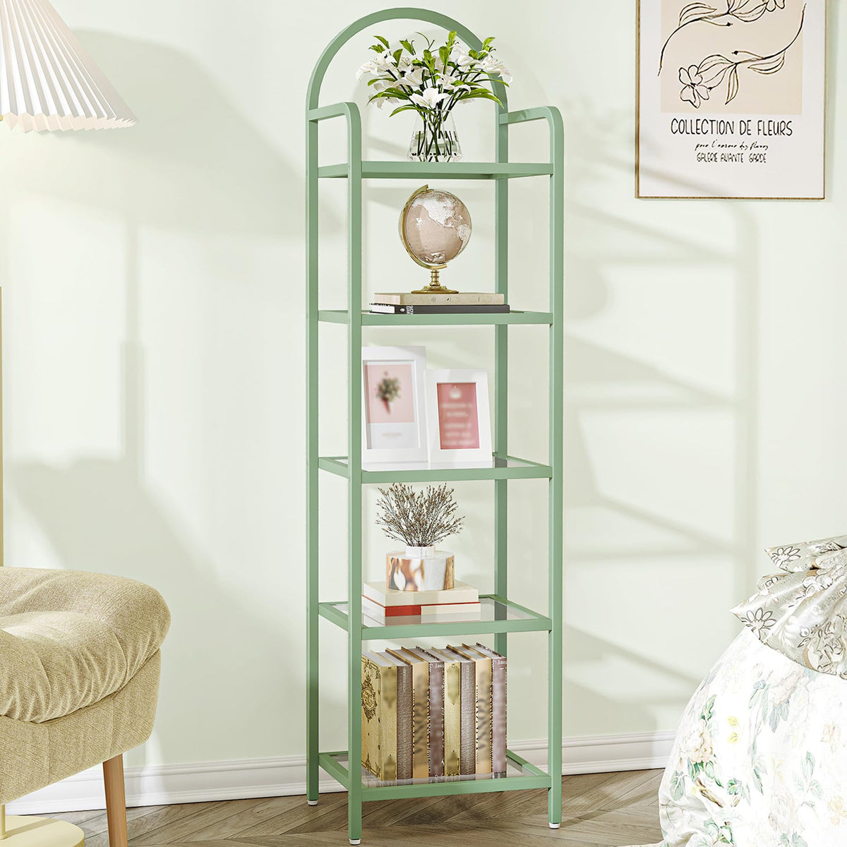 Hzuaneri Bookcase Bookshelf, Tempered Glass Bookshelves
