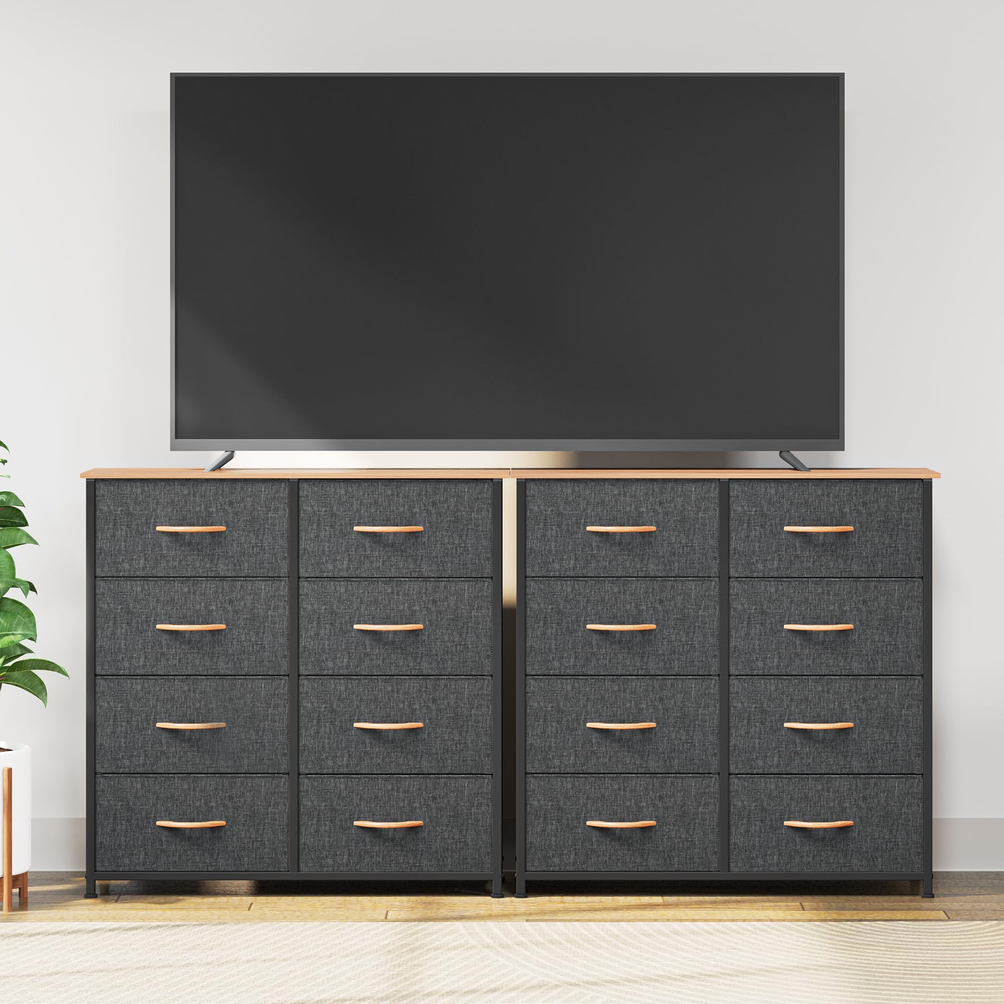 Yitahome Fabric Dresser For Bedroom, Tall Storage Dresser With 8 Drawers, Black Dresser & Chest Of Drawers,