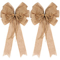 2 Pack Large Burlap Jute Hemp Rope Bows for Wreaths,Rustic Farmhouse Crafts Bow Wrapping Tree Topper Wedding Holiday Birthday Pa