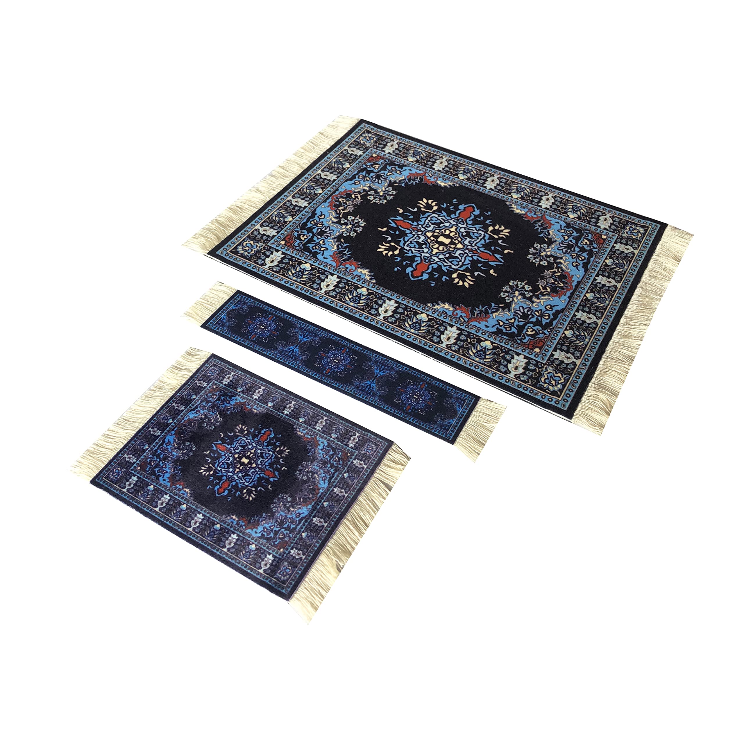 3 Piece Set, Matching Rug Style Mouse Pad, Miniature Carpet Coaster And Bookmark, Elegant Office Accessories, Colorful, Novelty,