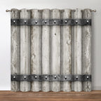 Jekeno Rustic Wooden Barn Door Blackout Curtains Retro Wood Farm Farmhouse Country Decor for Bedroom Living Room Darkening Gromm