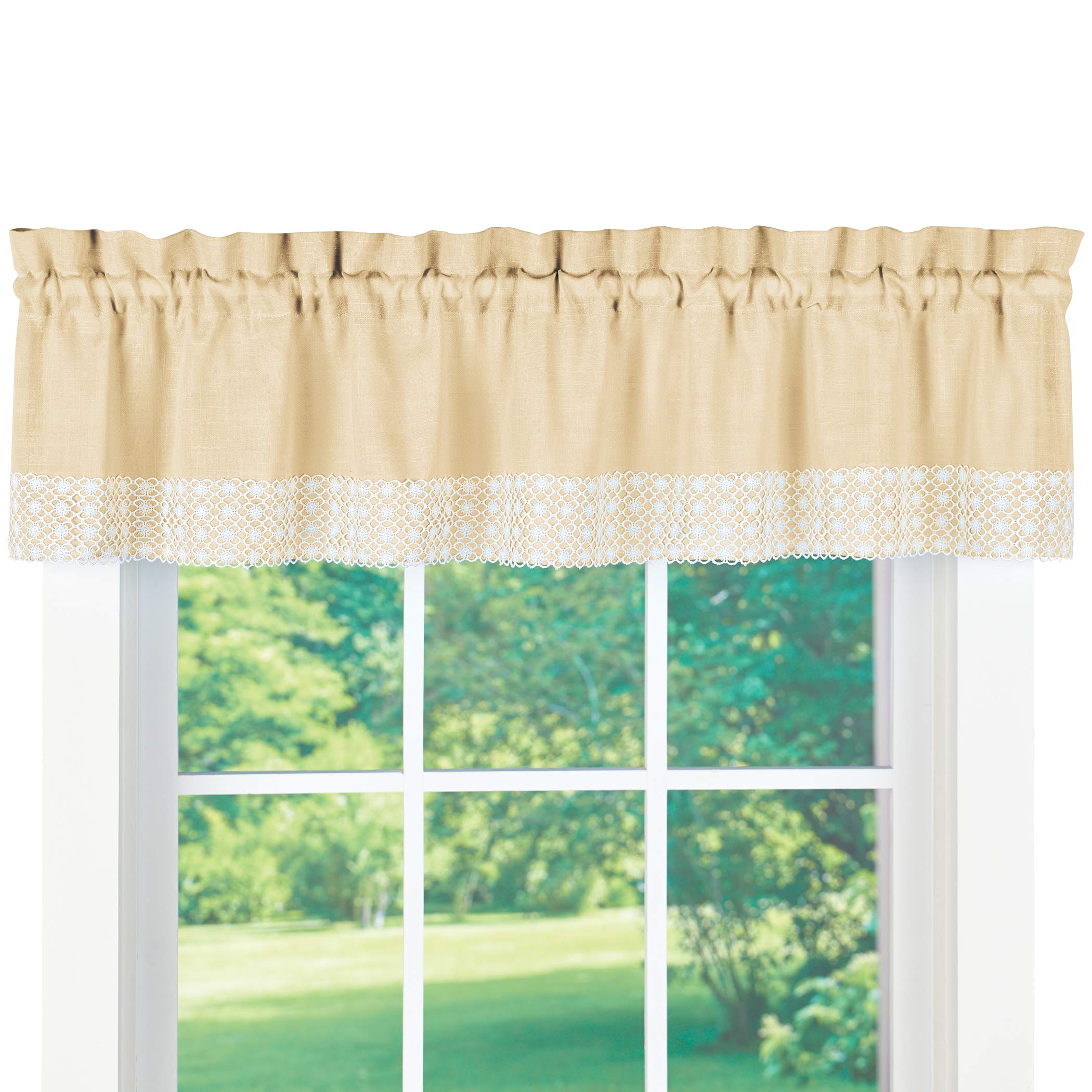 Lorraine Home Fashions Salem 60-inch x 12-inch Tailored Valance, French Vanilla