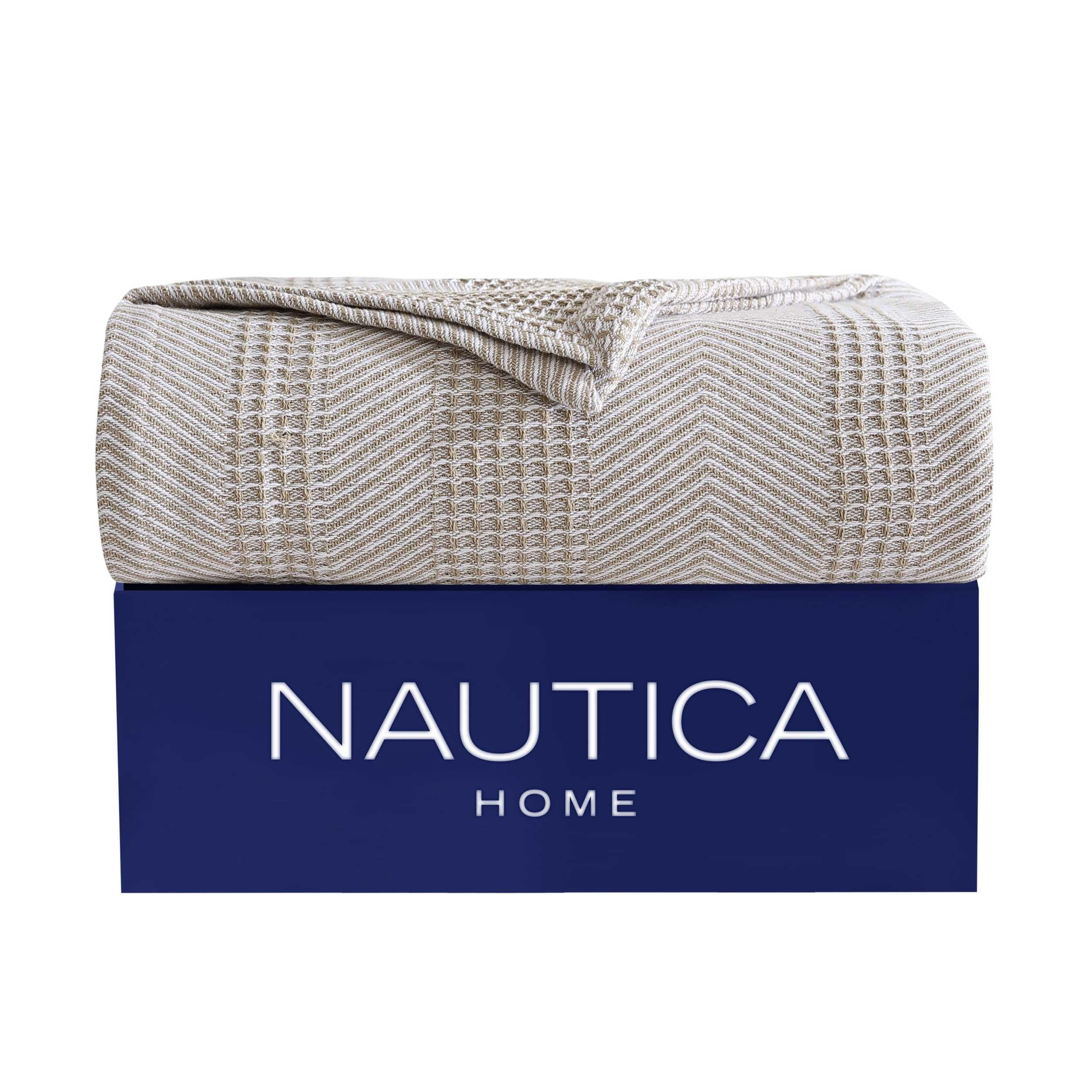 Nautica - Twin Blanket, Soft Cotton Bedding, Medium Weight For All Seasons (Chevron Light Brown, Twin)