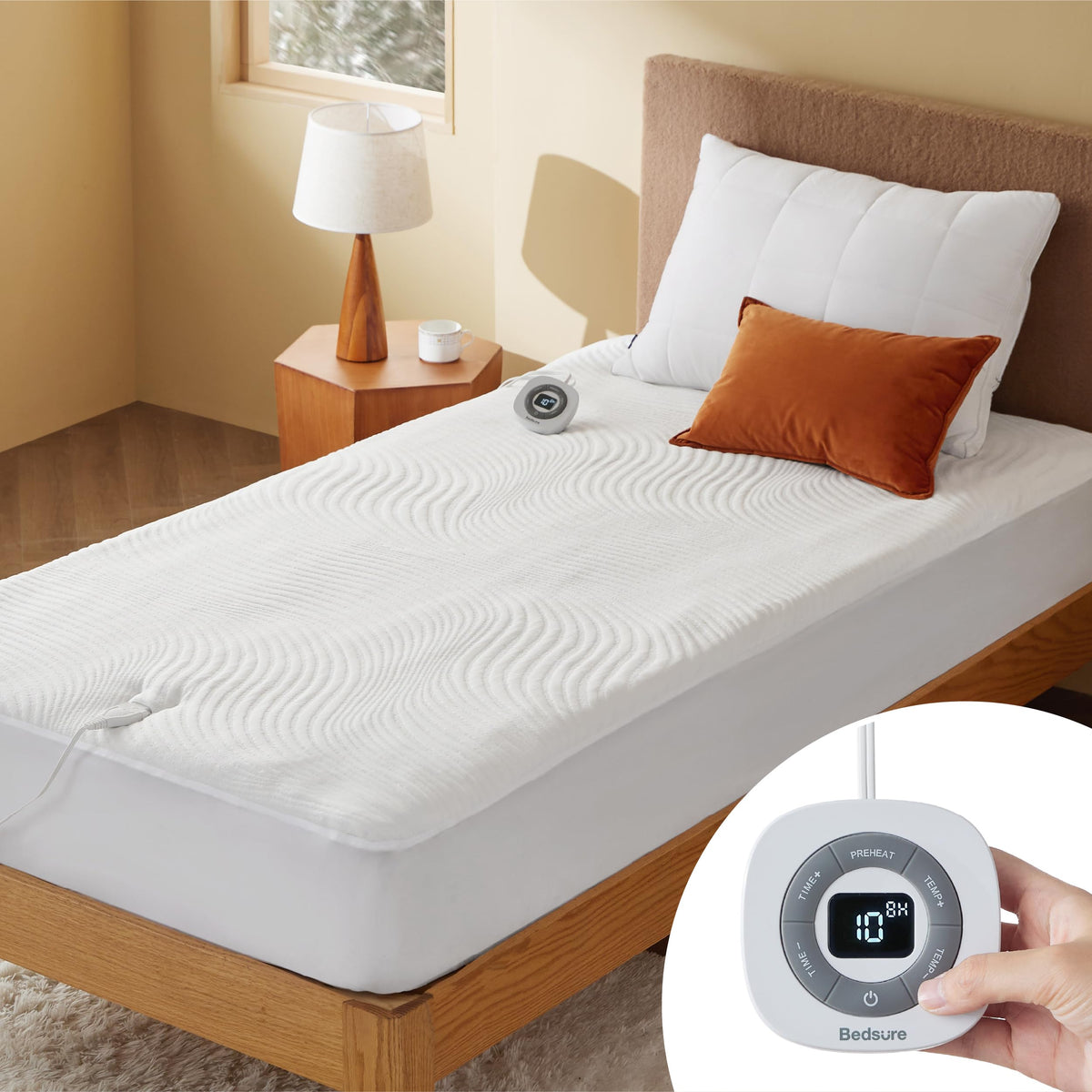 Bedsure Heated Mattress Pad Full - Bed Warmer with Memory & Preheat Function, 12-Hour Timer & 10 Heat Settings with Single Contr
