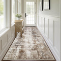 Capslpad Abstract Washable Runner Rug, 2.6x8 Brown Non-Slip Hallway Runner Rug, Modern Low Pile Kitchen Runner Rug, Ultra Soft P
