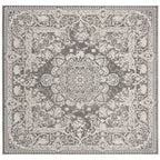 SAFAVIEH Reflection Collection 8' Square Dark Grey / Cream RFT664B Vintage Distressed Living Room Dining Bedroom Area Rug