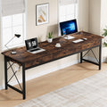 Condemo 78.7 inch Extra Long Computer Desk with 3 Drawers, Two Person Office Desk, Double Desk with Hooks, Industrial Writing St