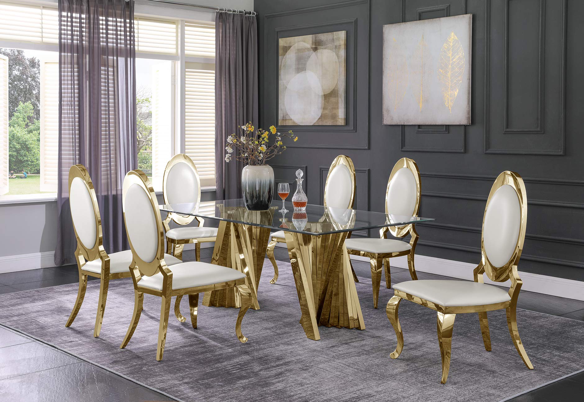 Furniture D02-6Sc187 Dining Set, White