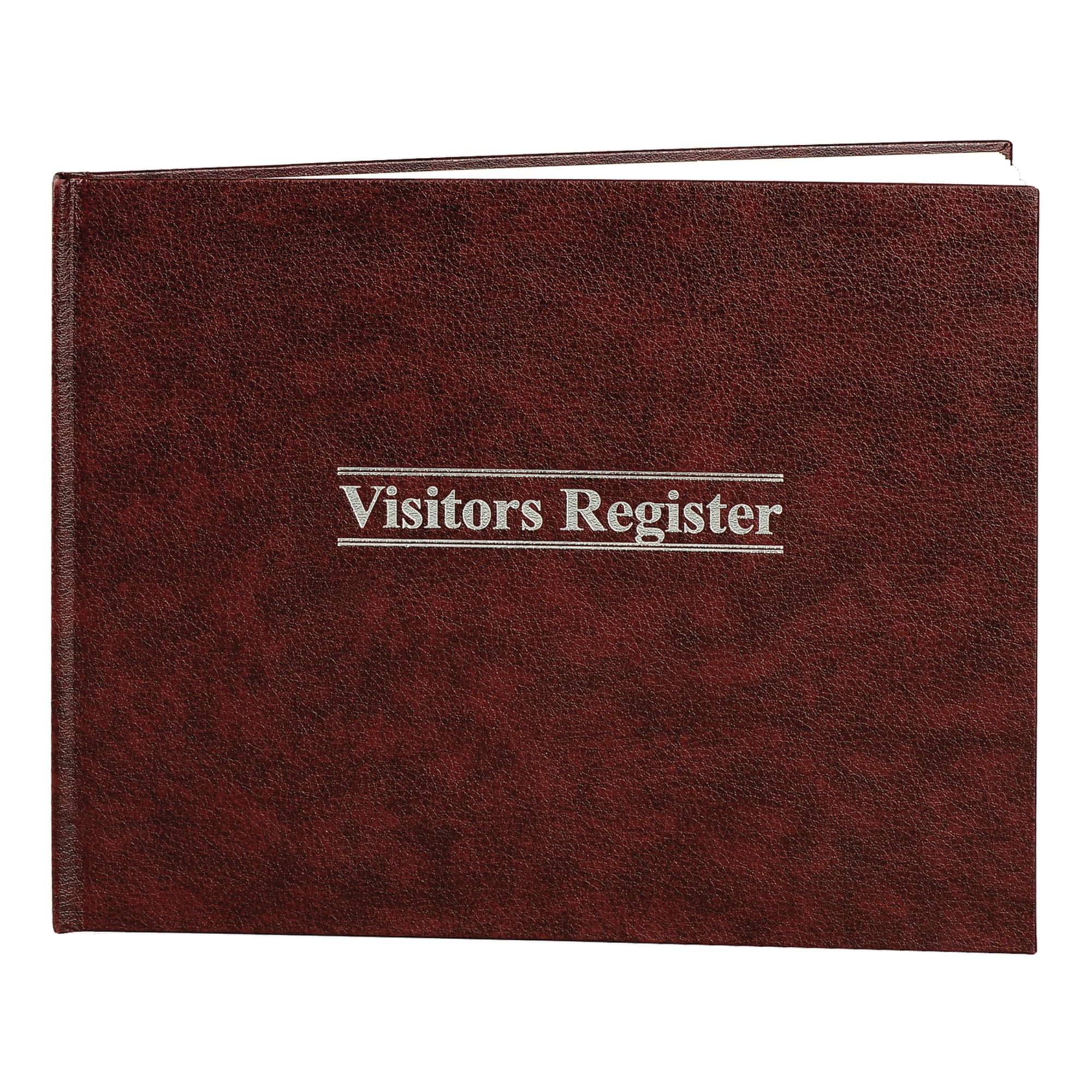 Wilson Jones S490 Visitor Register Book, Red Hardcover, 112 Ruled Pages, 8 1/2 X 11