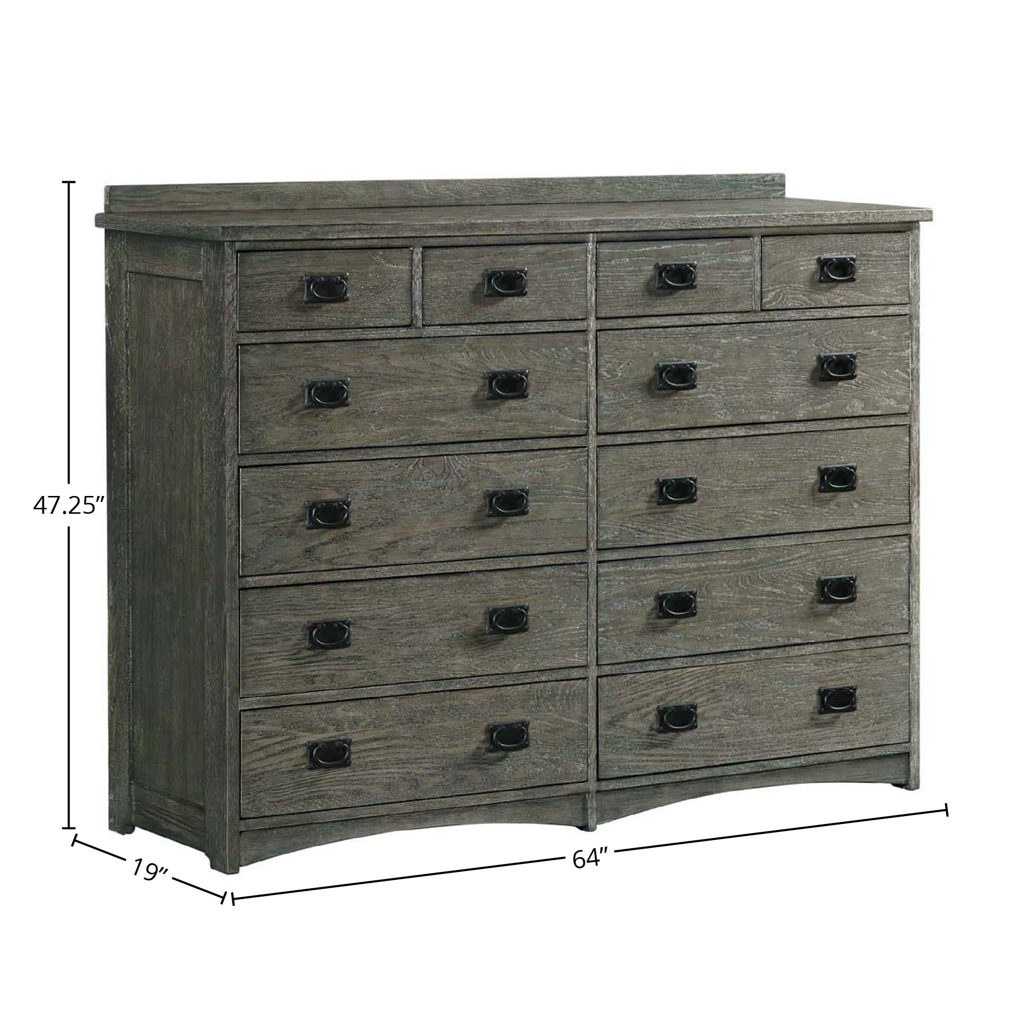 Intercon Oak Park 12 Drawer Dresser, Dark Gray