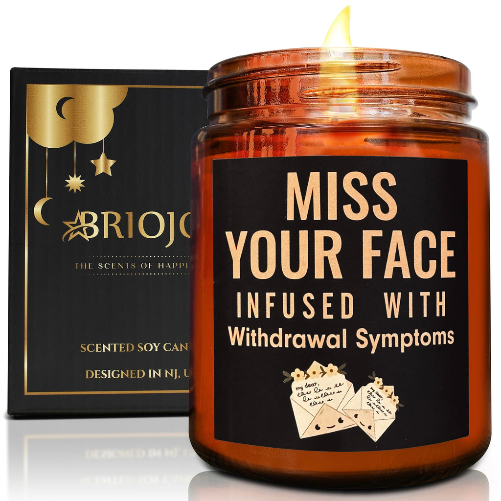 Briojoy Funny Friend Gifts for Women Men - Miss Your Face Candle for Her Him - Fun Birthday, Friendship, Relaxing Gift - Tropica