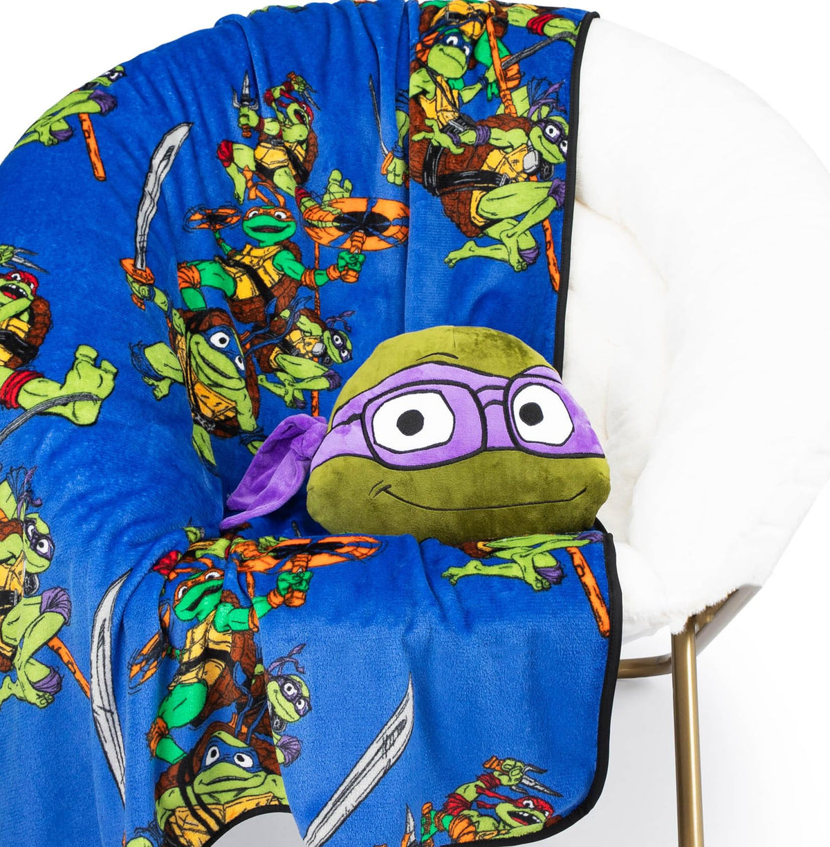Jay Franco Nickelodeon Teenage Mutant Ninja Turtles Mutant Mayhem Donatello Nogginz Set - 40 X 50 Inch Blanket & Plush Pillow Se