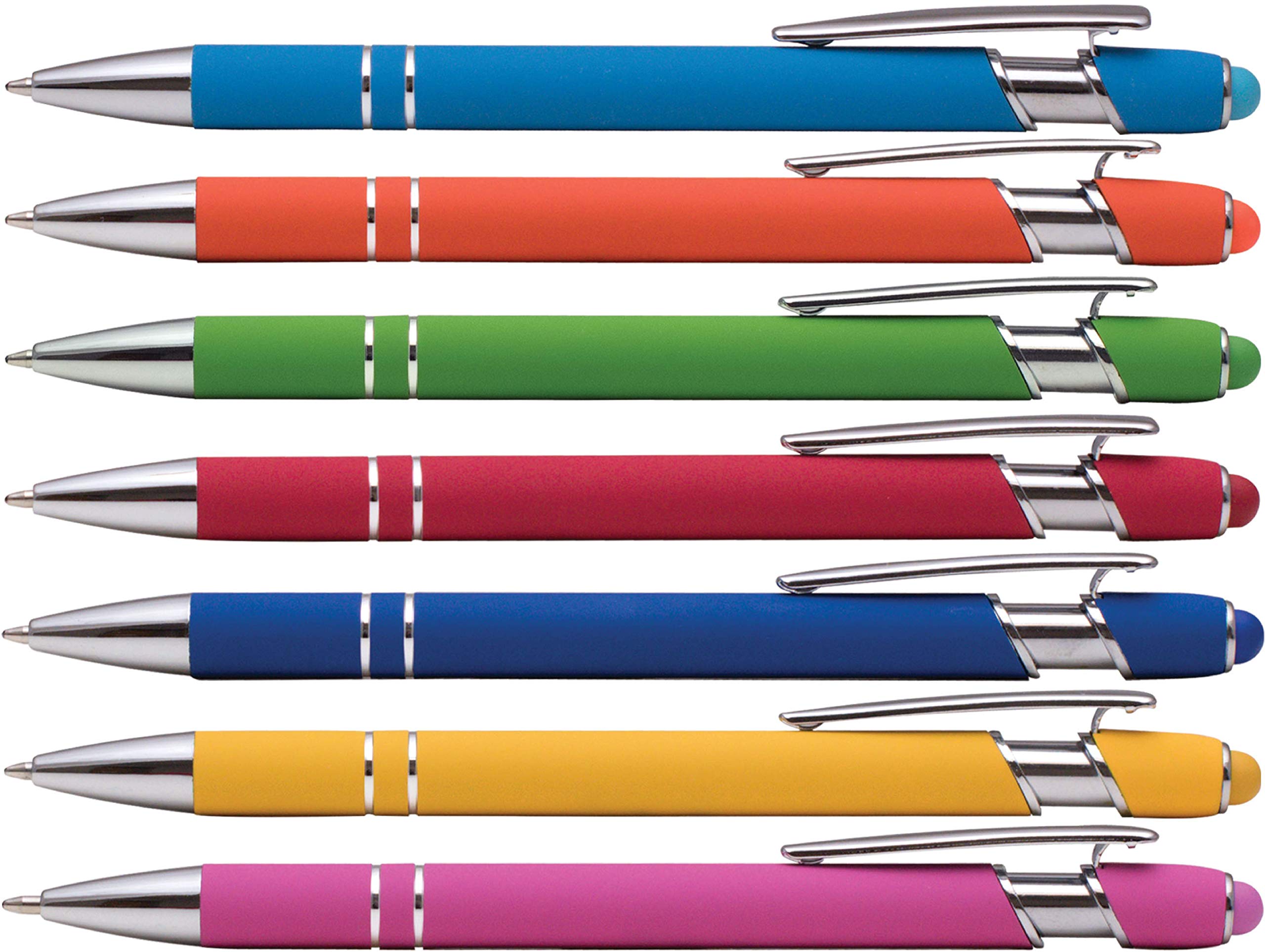 Rubberized Soft Touch | Burst Of Color | Ballpoint Pen With Stylus Tip A Stylish, Premium Metal Pen, Black Ink, Medium Point (As