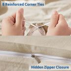 Nestl Beige Cream Duvet Cover King Size - Soft Prewashed King Duvet Cover Set, 3 Piece, With Zipper Closure, 1 Duvet Cover 104X90 Inches And 2 Pillow Shams