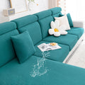 Smiry Waterproof Couch Cushion Covers, Stretch Jacquard Sectional Couch Covers, L Shape Chaise Lounge Sofa Slipcover, Washable Elastic Furniture Protector For Pets, Kid (Xl-Chaise Cover,Peacock Green)