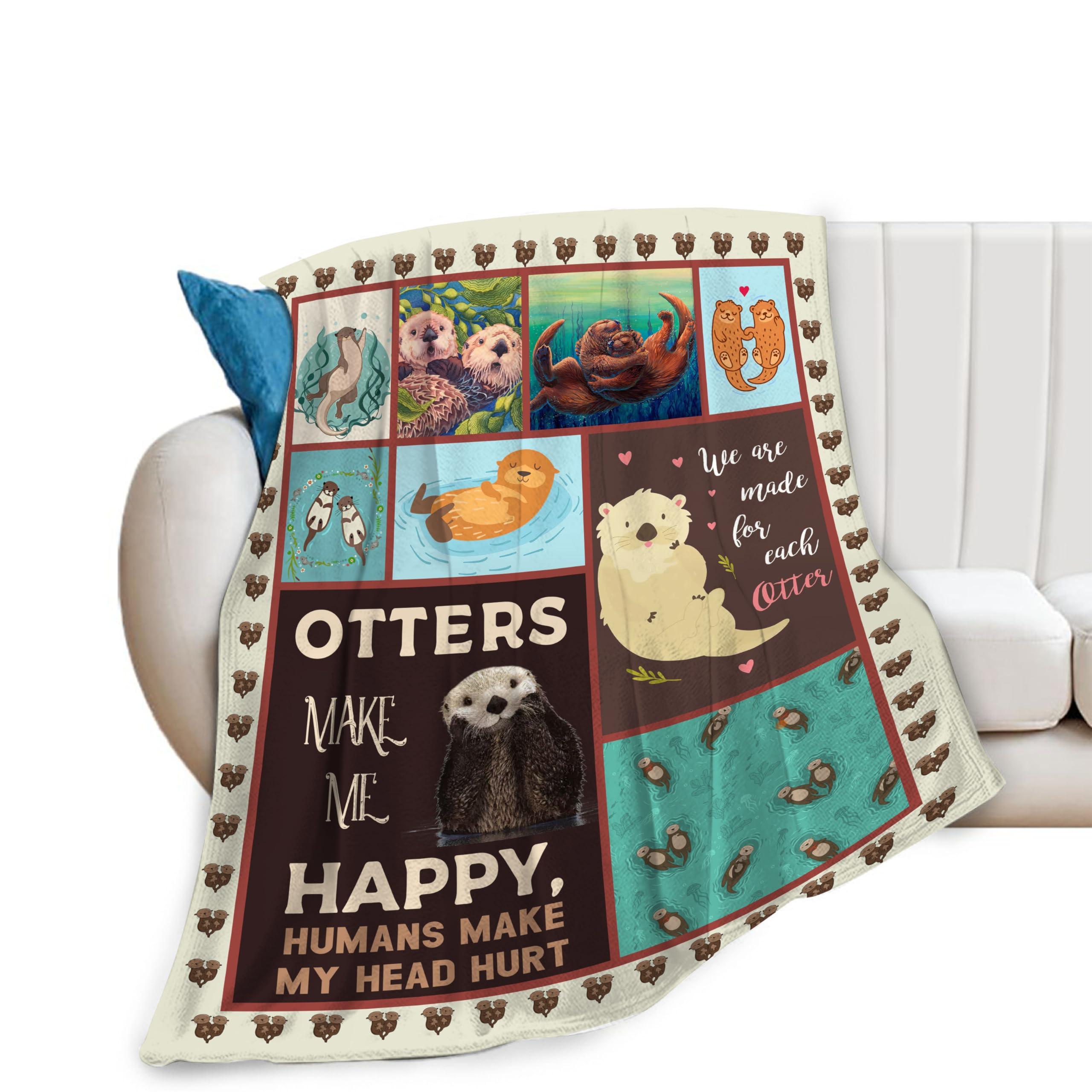 Sea Otter Blanket Otter Decor Throw Blanket Warm Soft Plush Lightweight Fleece Flannel Otter Stuff Blanket Gifts For Girls Otter