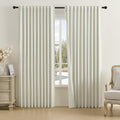 Dualife Natural Birch Linen Curtains 96 Inch Length-Back Tab Pocket Pleated Room Darkening Curtains For Bedroom Dining Room,Pati