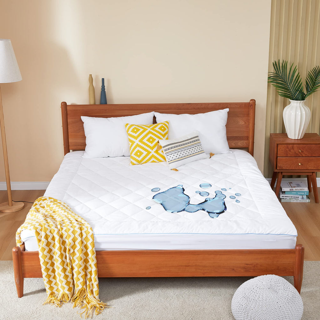 Homtec Twin Size Mattress Protector For College Dorm Waterproof Quilted Mattress Cover Cotton Mattress Pad Cover Extra Deep Pock