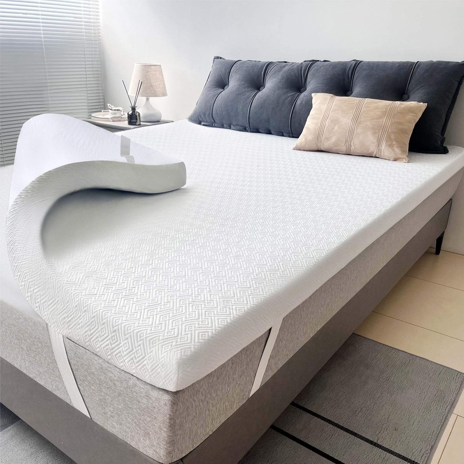 Airensky 2 Inch Memory Foam Mattress Topper,Cooling Gel Infused High Density Twin(39'X75') Topper With Removable Skin-Friendly