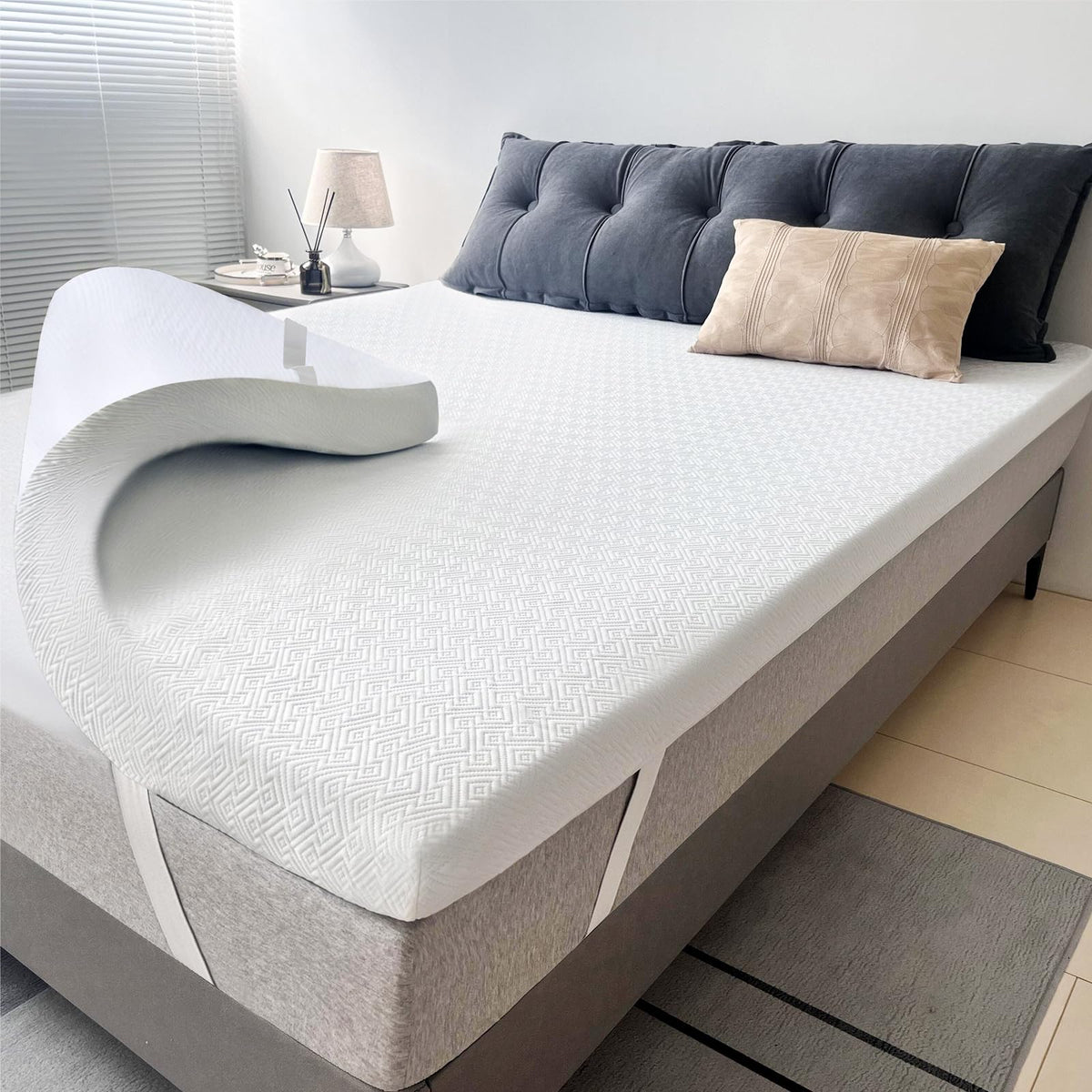 Airensky 2 Inch Memory Foam Mattress Topper,Cooling Gel Infused High Density Ck(72 'X84 ') Topper With Removable Skin-Friendly