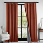 RYB HOME 100% Blackout Linen Textured Curtains 90 inches Long, Insulating Privacy Energy Saving for Bedroom Living Room Window O