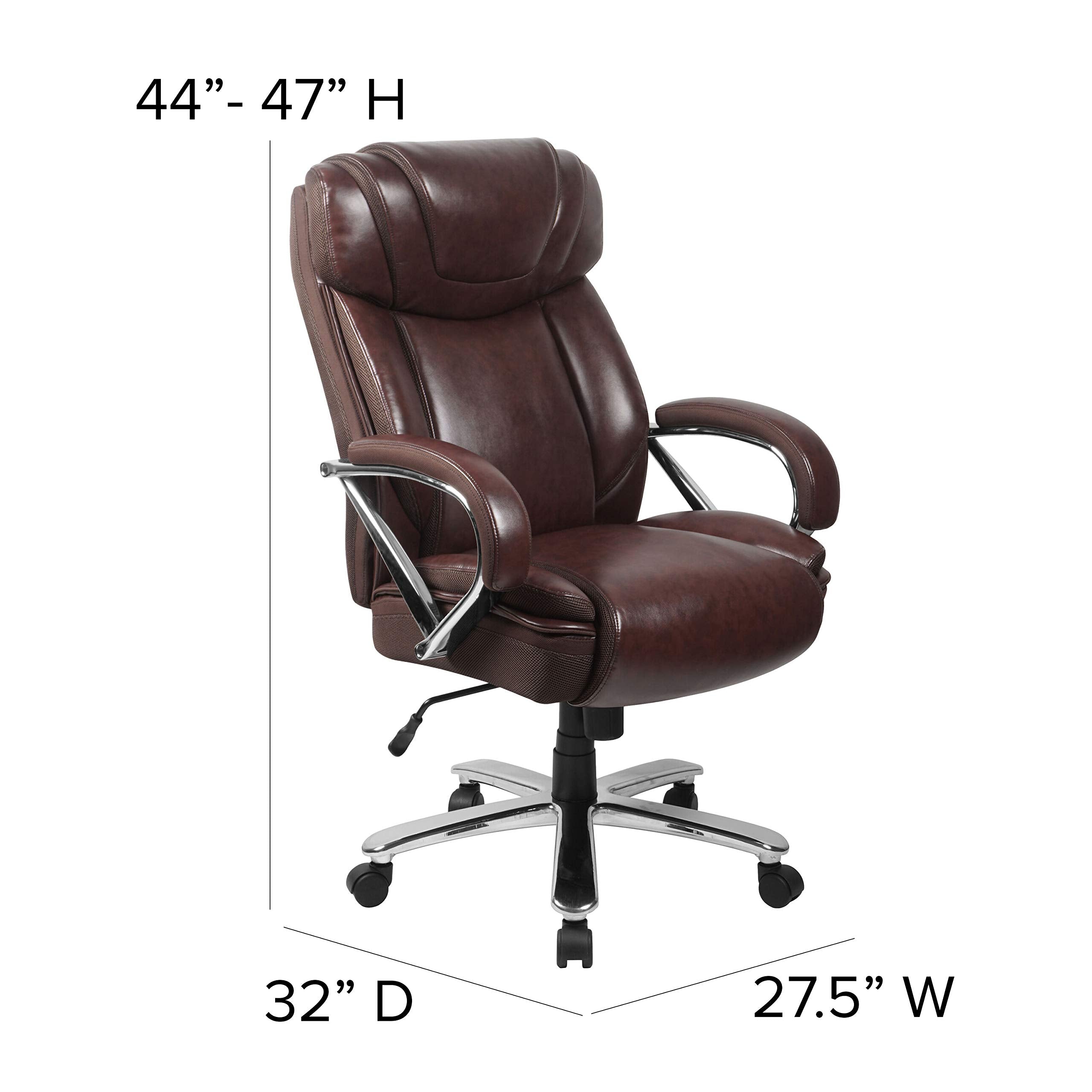 Flash Furniture Hercules Series High-Back Swivel Leathersoft Office Chair, Ergonomic Executive Chair With Headrest And Adjustable Height, Brown