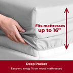 Mellanni Full Sheet Set - 6-Piece Iconic Collection Bedding, (Including 4 Pillowcases), 16-Inch Deep Pocket, Easy Care, Extra Soft, Cooling Sheets, Brushed Microfiber - Light Gray
