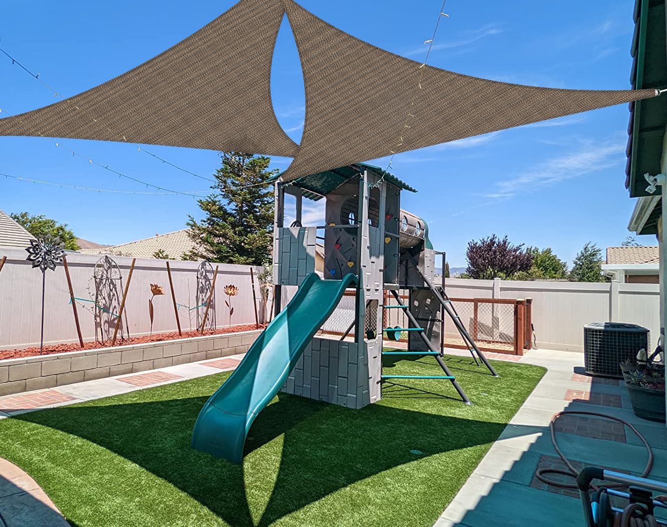 Coarbor 10'X10'X14' Sun Shade Sail Triangle Canopy Sunshade Sunshine Block Shade Cloth For Outdoor Backyard Patio Deck Garden (B