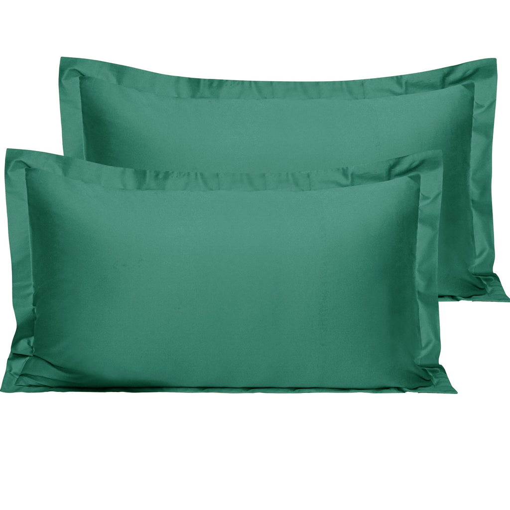 Ntbay 2 Pack 500 Thread Count 100% Egyptian Cotton King Pillow Shams, Super Soft And Breathable Oxford Pillowcases For Bed, 20X36 Inches, Dark Green