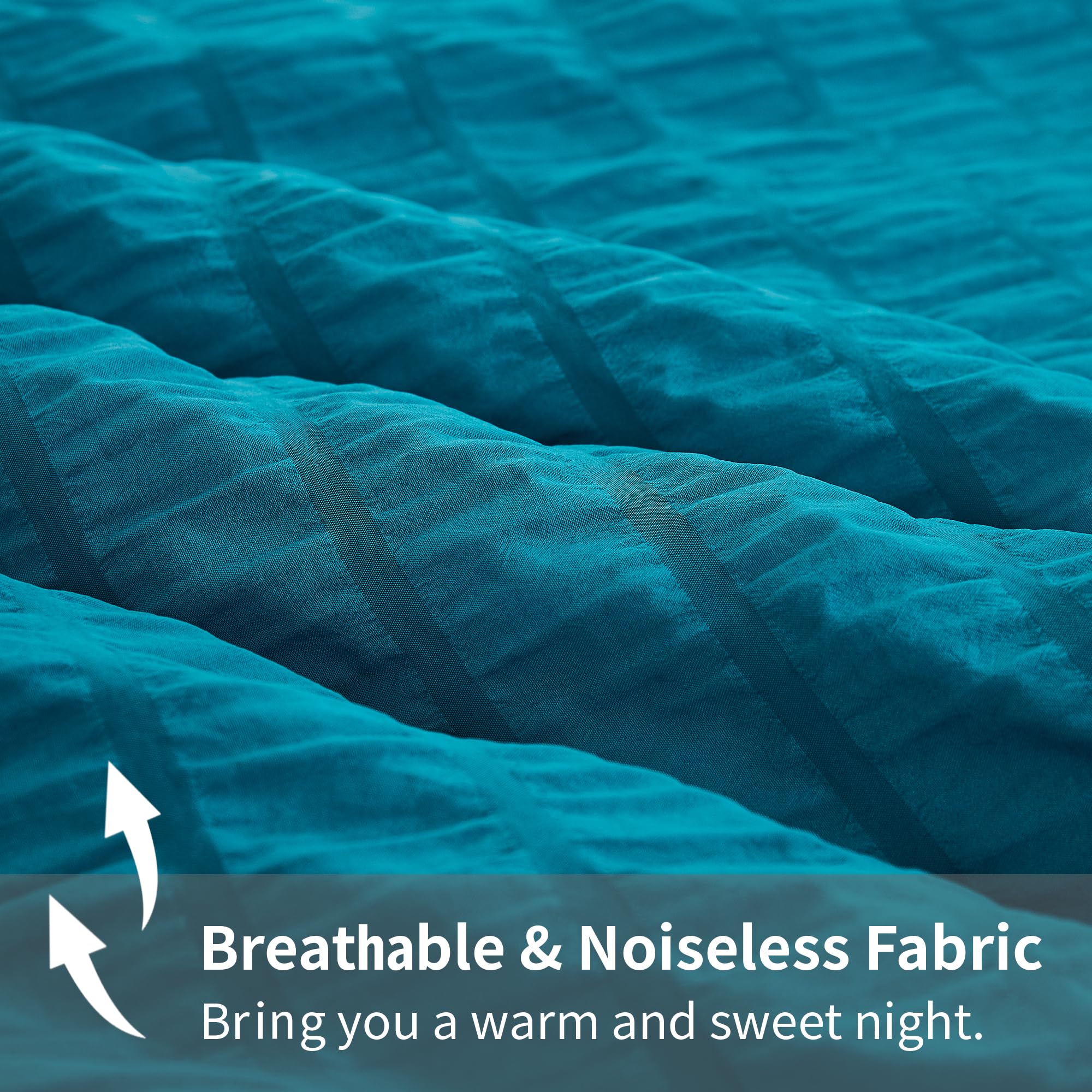 Avelom Teal Seersucker Full Comforter Set (80X90 Inches), 3 Pieces-100% Soft Washed Microfiber Lightweight Comforter With 2 Pillowcases, All Season Down Alternative Comforter Set For Bedding