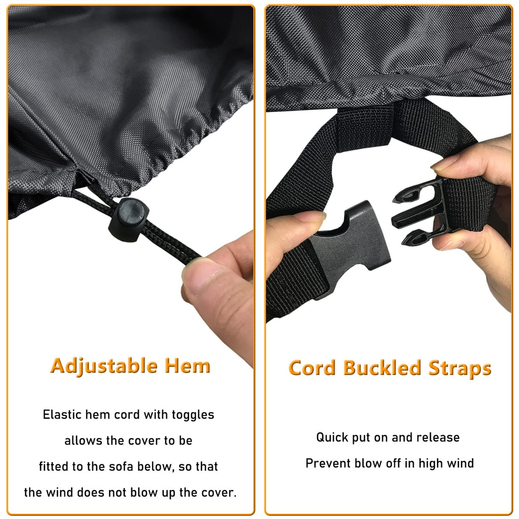 Startwo Outdoor Patio Furniture Cover Waterproof 4-Piece Set For Chairs 32In, Loveseat 56In, Coffee Table 45In, Heavy Duty 500D, Black