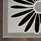Nourison Aloha Indoor/Outdoor Black White 9' X 12' Area Rug, Easy Cleaning, Non Shedding, Bed Room, Living Room, Dining Room, Kitchen (9X12)