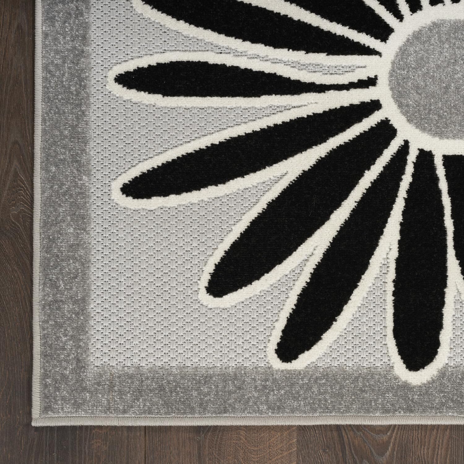 Nourison Aloha Indoor/Outdoor Black White 9' X 12' Area Rug, Easy Cleaning, Non Shedding, Bed Room, Living Room, Dining Room, Kitchen (9X12)