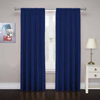 Eclipse Cadenza Microfiber Rod Pocket Panel Pair, Light Filtering Window Curtains, 63 in long x 40 in wide, (2 Panels), Navy