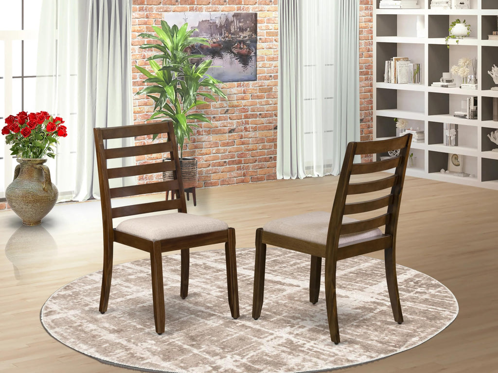 Luxe By East West Furniture X1P8T04 Dining Room Chair with Light Tan Linen Fabric and upholstered Back, Antique Walnut Finish,