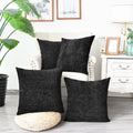 Calitime Pack Of 4 Cozy Throw Pillow Covers Cases For Couch Sofa Home Decoration Solid Dyed Soft Chenille 18 X 18 Inches Black