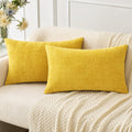 Miulee Pack Of 2 Couch Throw Pillow Covers 12X20 Inch Soft Yellow Chenille Pillow Covers For Sofa Living Room Solid Dyed Pillow