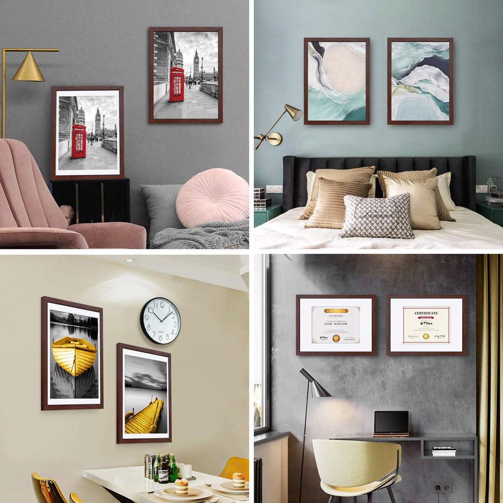 12X16 Picture Frames Dark Cherry Made Of Solid Wood Display Pictures 11X14 Inch Or 8.5X11 With Mat Or 12X16 Inch Without Mat For