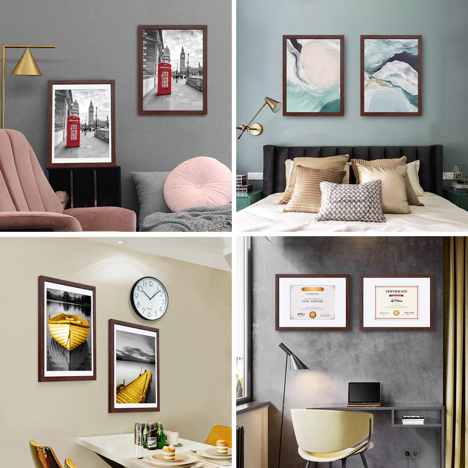 12X16 Picture Frames Dark Cherry Made Of Solid Wood Display Pictures 11X14 Inch Or 8.5X11 With Mat Or 12X16 Inch Without Mat For