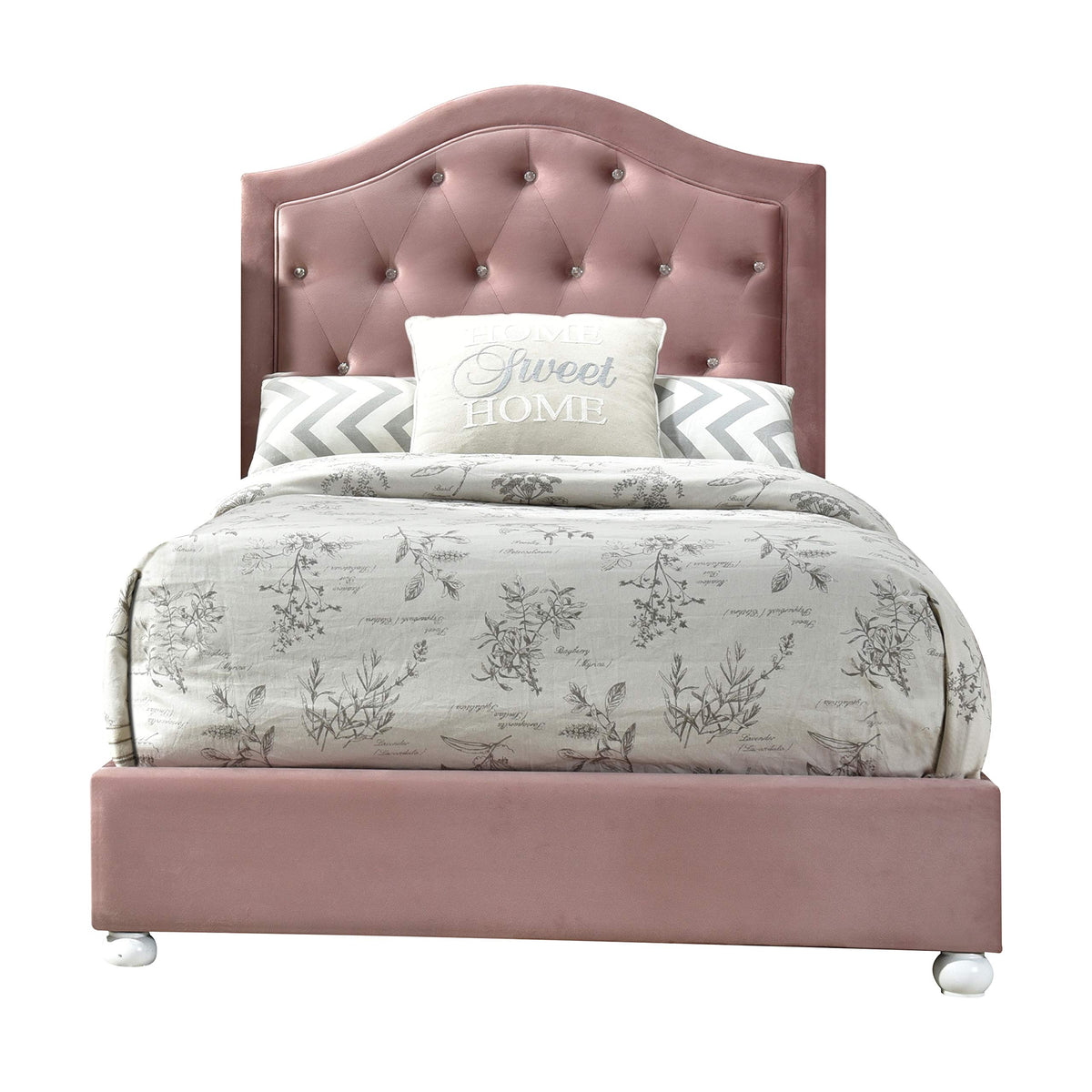 Acme Reggie Twin Bed in Pink Fabric