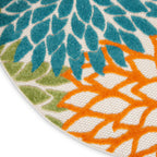Nourison Aloha Indoor/Outdoor Floral Turquoise Multicolor 4' X Round Area Rug, (4' Round)