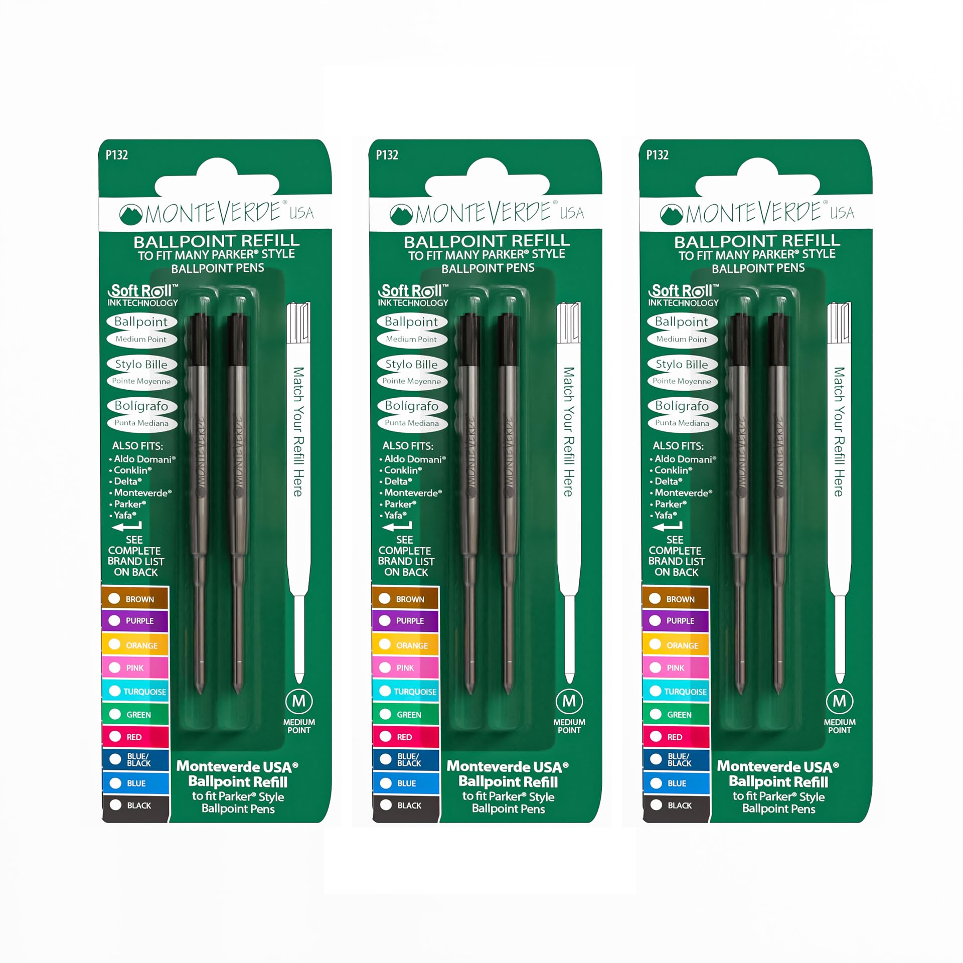 Monteverde Soft Ballpoint Refill (To Fit Parker), Medium Point, Black