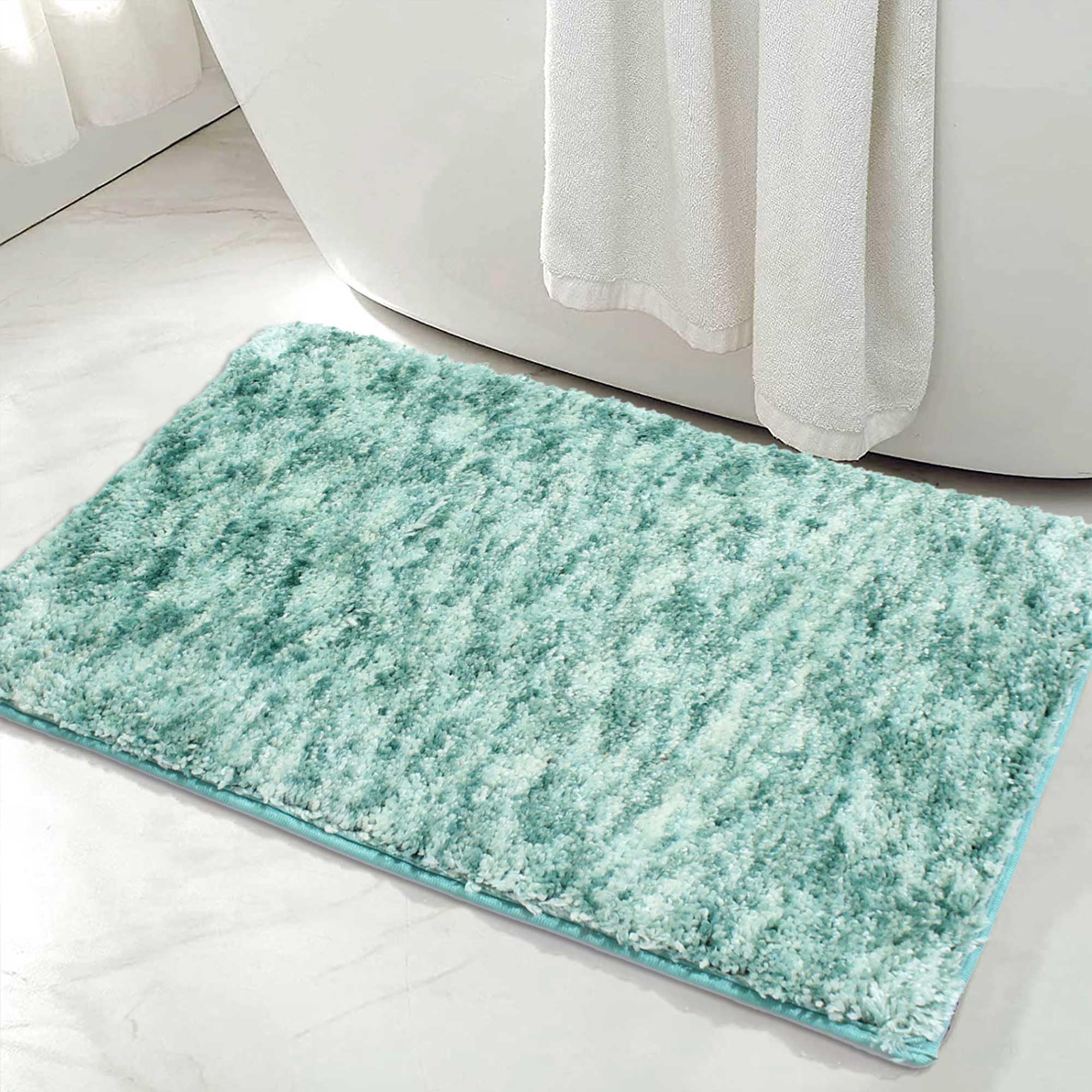 Luxe Home Bath Mat Super Soft Anti Skid Hawaii Rugs (Aqua, 40cm x 60cm) Pack of 1