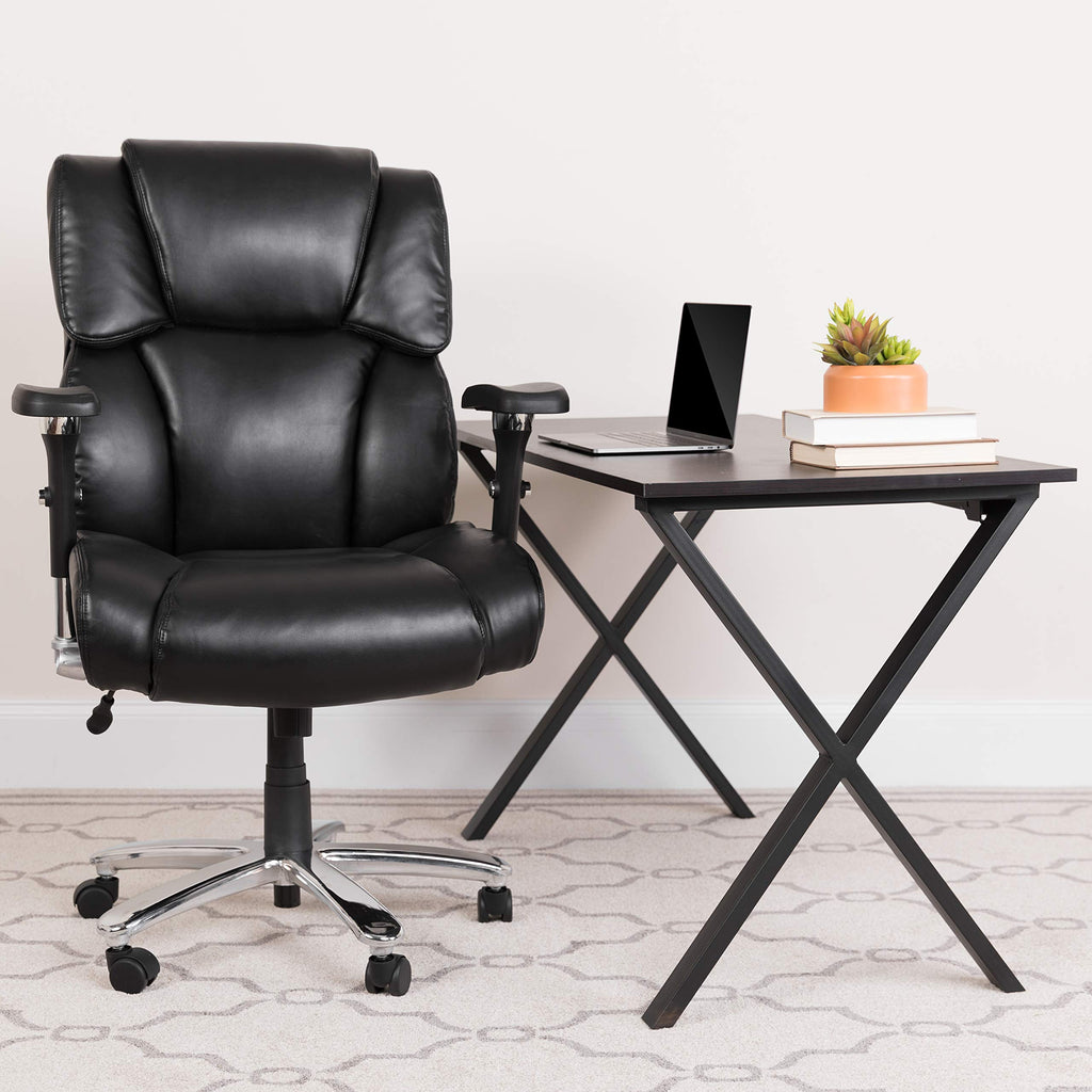 Flash Furniture Hercules Series 24/7 Intensive Use LeatherSoft Swivel Office Chair, Ergonomic High-Back Executive Chair with Padded Seat/Arms, Black
